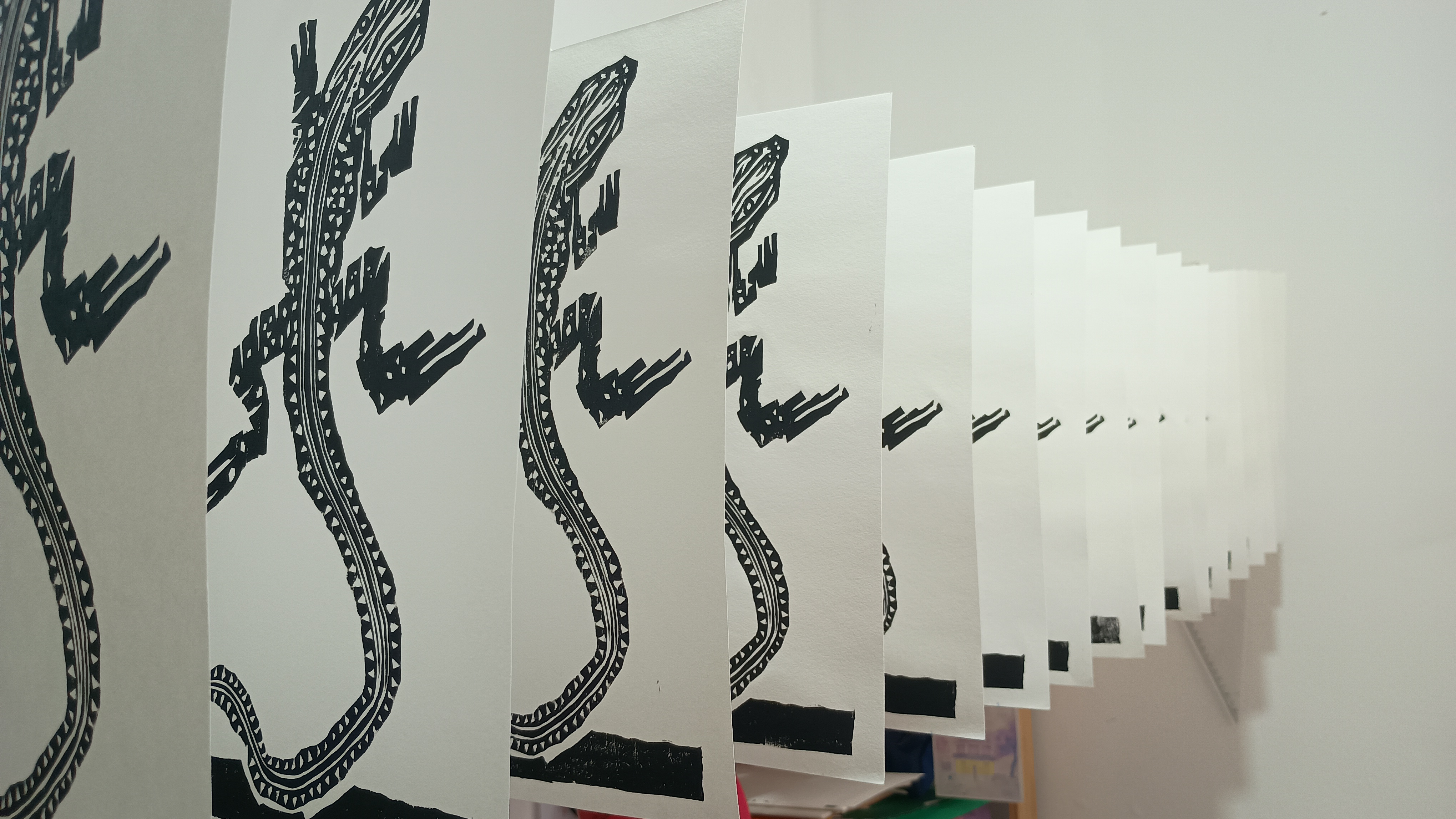 Gravuras do calango secando.